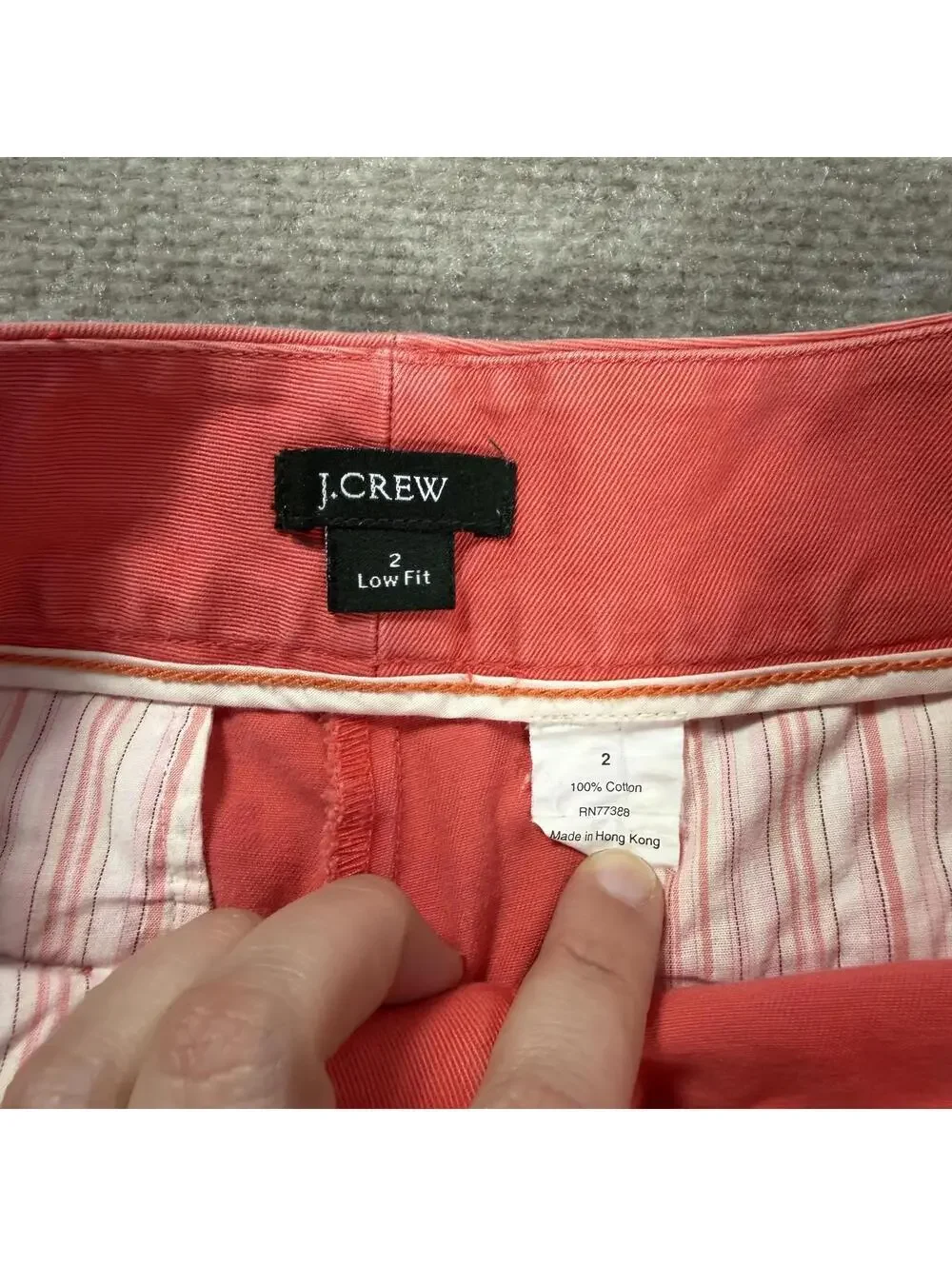 J. Crew Women’s Chino Shorts Size 2 Coral Pink Low Rise Cotton EUC Summer
